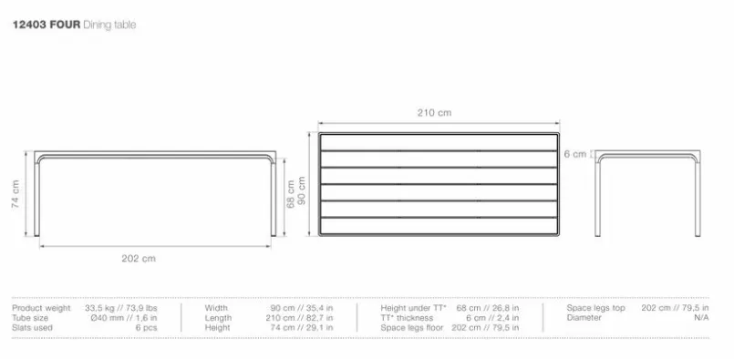 Gartentisch Four 210 x 90 cm<HOUE Best