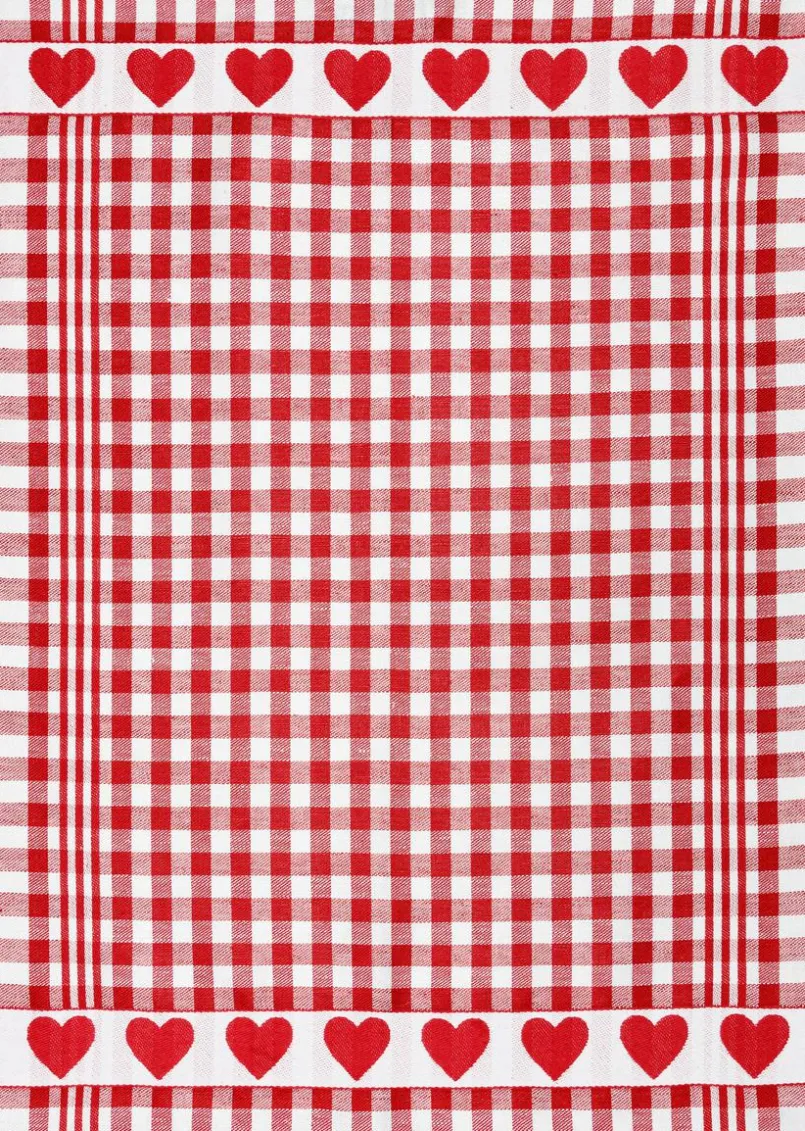 Geschirrtücher| Geschirrtuch Herzen 50 x 70 cm Rot