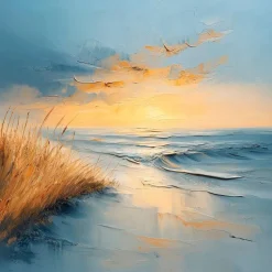 Bilder Ohne Rahmen|EUROART Glasbild 30 x 30 cm Atmospheric Beach I Blau