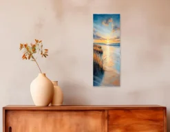EUROART Bilder Ohne Rahmen-Glasbild 30 x 80 cm Atmospheric Beach III Blau