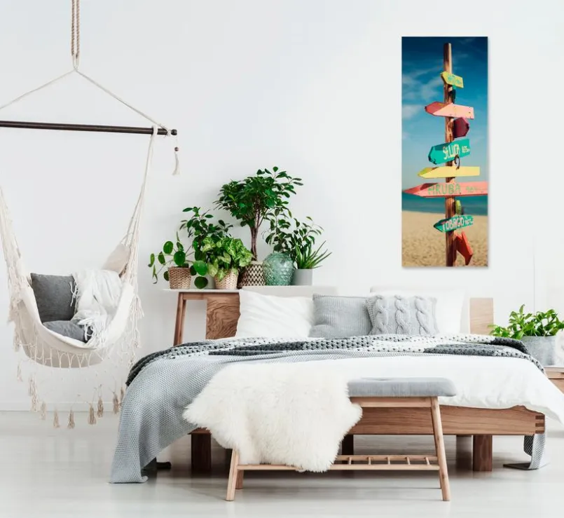 Bilder Ohne Rahmen|EUROART Glasbild 30 x 80 cm Beach signs Blau