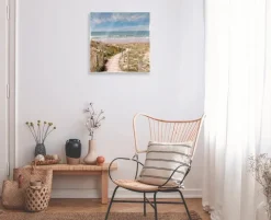 EUROART Bilder Ohne Rahmen|Bilder Nach Themen-Glasbild 50 x 50 cm Beach walk V Beige