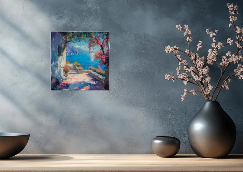 EUROART Bilder Ohne Rahmen-Glasbild 30 x 30 cm Beautiful View II Blau