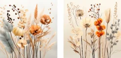 Bilder Ohne Rahmen|EUROART Glasbild 20 x 40 cm Boho Flowers III Weiß