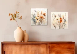 Bilder Ohne Rahmen|EUROART Glasbild 20 x 40 cm Boho Flowers III Weiß