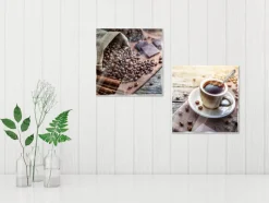 EUROART Bilder Ohne Rahmen-Glasbild 20 x 40 cm Coffee IV 2tlg. Braun