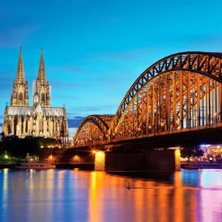 Bilder Ohne Rahmen|Bilder Nach Themen|EUROART Glasbild 30 x 30 cm Cologne Cathedral Blau