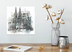 Glasbild 30 x 30 cm Cologne collage<EUROART New