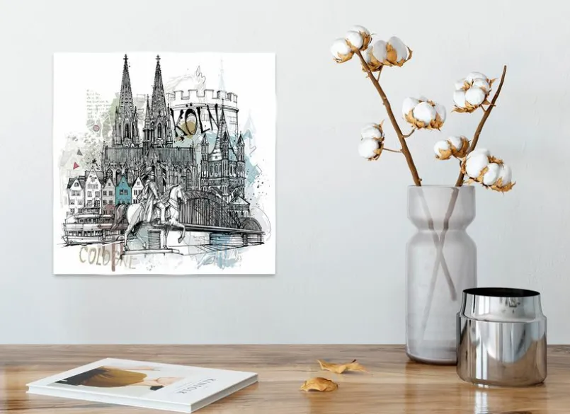 Glasbild 30 x 30 cm Cologne collage<EUROART New