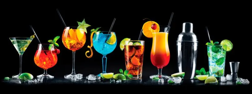 EUROART Bilder Ohne Rahmen|Bilder Nach Themen-Glasbild 30 x 80 cm Colourful Cocktails I Bunt