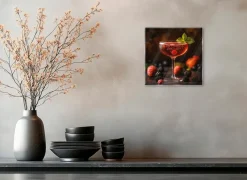 EUROART Bilder Ohne Rahmen-Glasbild 20 x 20 cm Colourful Cocktails V Rot