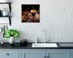 EUROART Bilder Ohne Rahmen-Glasbild 30 x 30 cm Espresso V Braun