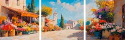 EUROART Bilder Ohne Rahmen-Glasbild 30 x 90 cm Flower Market Blau