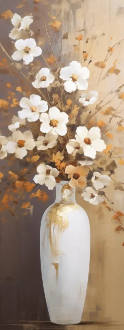 Glasbild 30 x 80 cm Flowers White And I<EUROART Outlet
