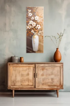 Glasbild 30 x 80 cm Flowers White And I<EUROART Outlet
