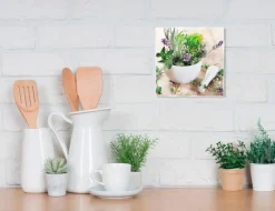 EUROART Bilder Ohne Rahmen-Glasbild 20 x 20 cm Fresh herbs II Grün