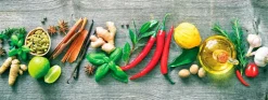EUROART Bilder Ohne Rahmen|Bilder Nach Themen-Glasbild 80 x 30 cm Herbs and spices Bunt