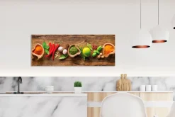 EUROART Bilder Ohne Rahmen|Bilder Nach Themen-Glasbild 30 x 80 cm Herbs and spices Bunt