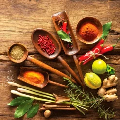 EUROART Bilder Ohne Rahmen|Bilder Nach Themen-Glasbild 30 x 30 cm Herbs and spices Bunt