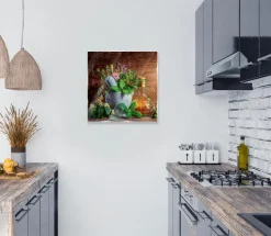 EUROART Bilder Ohne Rahmen|Bilder Nach Themen-Glasbild 50 x 50 cm Herbs and spices XV Braun