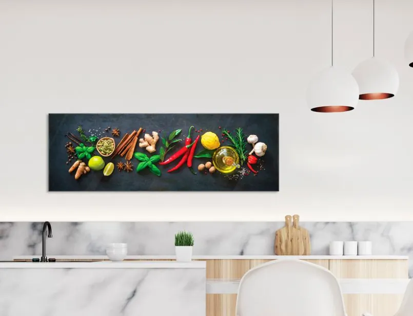 Bilder Ohne Rahmen|Bilder Nach Themen|EUROART Glasbild 33 x 98 cm Herbs and Spices Bunt