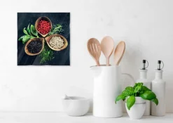 Bilder Nach Themen|Bilder Ohne Rahmen|EUROART Glasbild 20 x 20 cm Herbs and Spices XVII Bunt