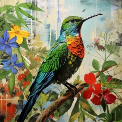 EUROART Bilder Ohne Rahmen-Glasbild 30 x 30 cm Hummingbird Jungle I Bunt