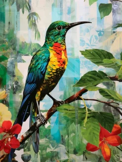 EUROART Bilder Ohne Rahmen-Glasbild 30 x 40 cm Jungle Bird Grün