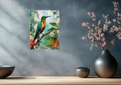 EUROART Bilder Ohne Rahmen-Glasbild 30 x 40 cm Jungle Bird Grün