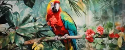 Bilder Ohne Rahmen|EUROART Glasbild 50 x 125 cm Jungle Parrot III Grün