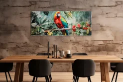 Bilder Ohne Rahmen|EUROART Glasbild 50 x 125 cm Jungle Parrot III Grün