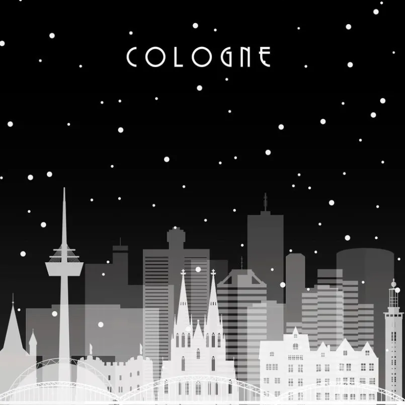 Bilder Ohne Rahmen|EUROART Glasbild 30 x 30 cm Köln - Collage II Schwarz