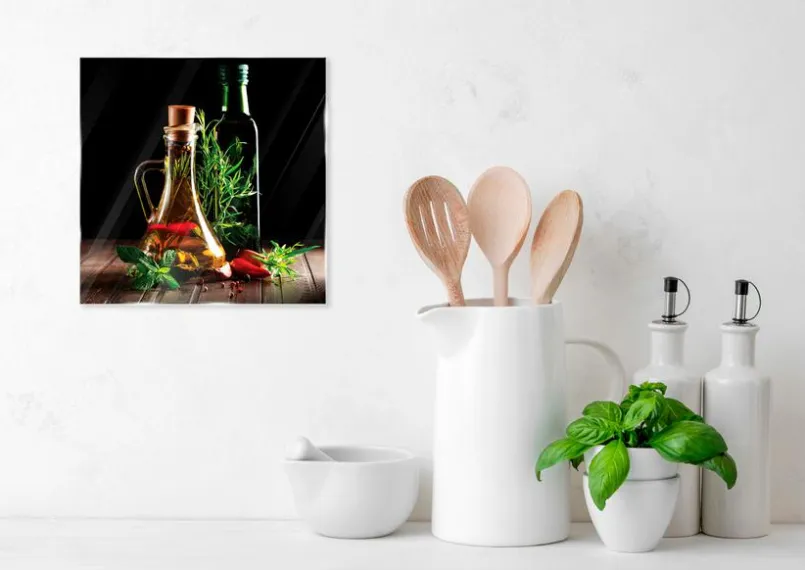 Bilder Nach Themen|Bilder Ohne Rahmen|EUROART Glasbild 20 x 20 cm Oil and Vinegar I Bunt