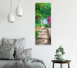 EUROART Bilder Ohne Rahmen-Glasbild 30 x 80 cm Old Stone Stairs II Grün
