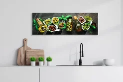 EUROART Bilder Ohne Rahmen-Glasbild 30 x 80 cm Olives IV Grün