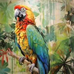 EUROART Bilder Ohne Rahmen-Glasbild 30 x 30 cm Parrot Jungle I Bunt