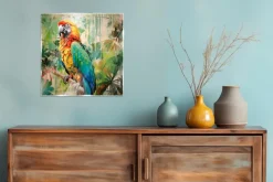 EUROART Bilder Ohne Rahmen-Glasbild 30 x 30 cm Parrot Jungle I Bunt