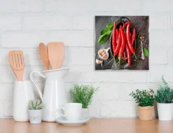 EUROART Bilder Ohne Rahmen-Glasbild 20 x 20 cm Red Chili Peppers I Rot