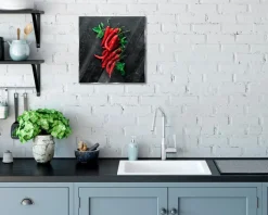 Bilder Ohne Rahmen|EUROART Glasbild 30 x 30 cm Red Chili Peppers III Rot