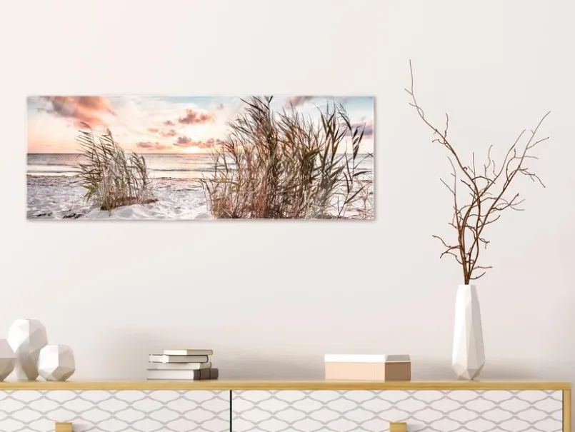 Bilder Ohne Rahmen|EUROART Glasbild 33 x 98 cm Soft Sea V Beige