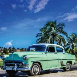 EUROART Bilder Ohne Rahmen|Bilder Nach Themen-Glasbild 30 x 30 cm Streets of Cuba I Blau