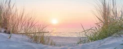 EUROART Bilder Ohne Rahmen|Bilder Nach Themen-Glasbild 125 x 50 cm Sunset at the Beach Orange