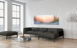 EUROART Bilder Ohne Rahmen|Bilder Nach Themen-Glasbild 125 x 50 cm Sunset at the Beach Orange