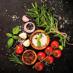 Bilder Ohne Rahmen|Bilder Nach Themen|EUROART Glasbild 30 x 30 cm Tomatoes and Spices I Bunt