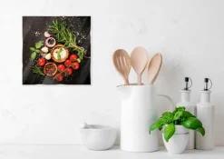 Bilder Ohne Rahmen|Bilder Nach Themen|EUROART Glasbild 30 x 30 cm Tomatoes and Spices I Bunt
