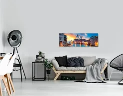 EUROART Bilder Ohne Rahmen|Bilder Nach Themen-Glasbild 33 x 98 cm Venice by night III Blau