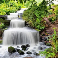 EUROART Bilder Ohne Rahmen|Bilder Nach Themen-Glasbild 30 x 30 cm Waterfall V Grün