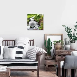 EUROART Bilder Ohne Rahmen|Bilder Nach Themen-Glasbild 30 x 30 cm Waterfall V Grün