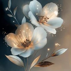 EUROART Bilder Ohne Rahmen-Glasbild 20 x 40 cm White Flowers On Gray IV Weiß