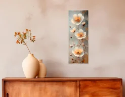Bilder Ohne Rahmen|EUROART Glasbild 30 x 80 cm White Flowers On Gray I Weiß